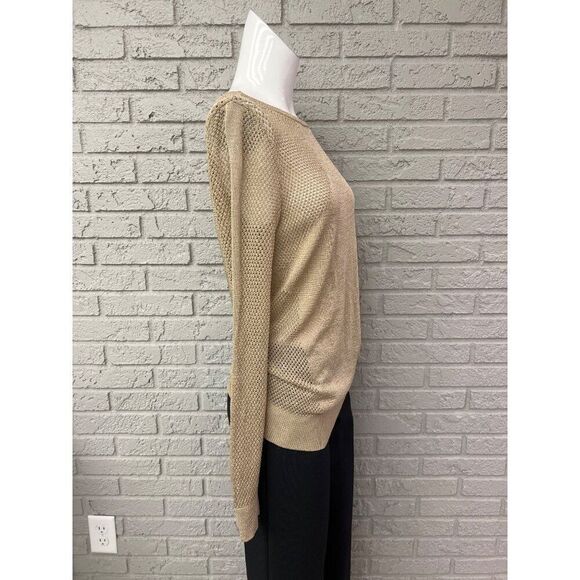 Michael Kors Women Gold Mesh Long Sleeve Sweater Top Size M - Picture 4 of 10